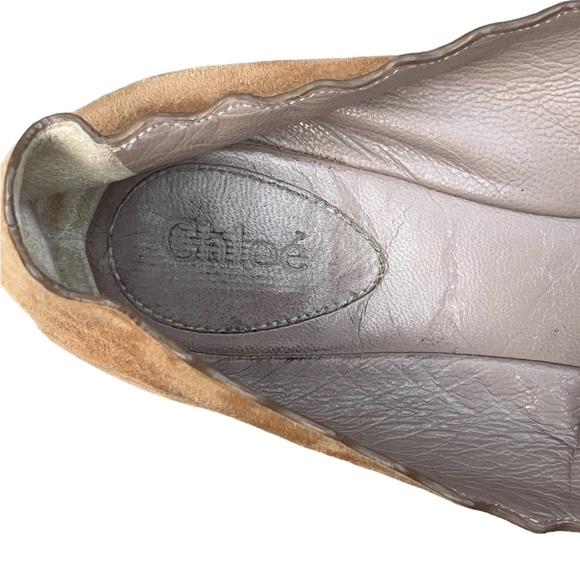 Chloe Scallop Flats Tan Soft Suede Flats Womens Size 36 EU 6 US Used - Picture 12 of 13